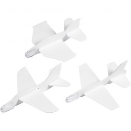 Vliegtuigen, L: 11,5-12,5 cm, B: 11-12 cm, wit, 3 stuk/ 1 doos [HOB-51233]