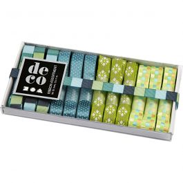 Lint collectie, B: 10 mm, blauw/groen harmonie, 12x1 m/ 1 doos [HOB-51405]