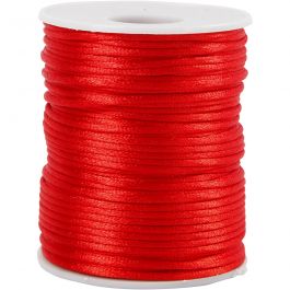 Satijnkoord, dikte 2 mm, rood, 50 m/ 1 rol [HOB-515508]
