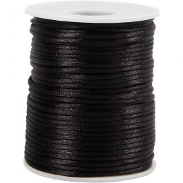 Satijnkoord, dikte 2 mm, zwart, 50 m/ 1 rol [HOB-515518]