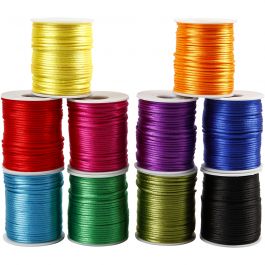 Satijnkoord, dikte 2 mm, sterke kleuren, 10x50 m/ 1 doos [HOB-51551]