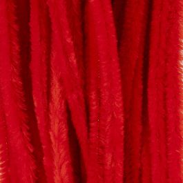 Chenille, L: 30 cm, dikte 9 mm, rood, 25 stuk/ 1 doos [HOB-51603]