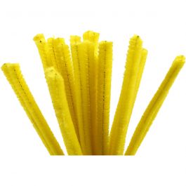 Chenille, L: 30 cm, dikte 9 mm, geel, 25 stuk/ 1 doos [HOB-51606]