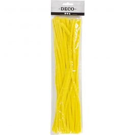 Chenille, L: 30 cm, dikte 6 mm, geel, 50 stuk/ 1 doos [HOB-51616]