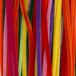 Chenille, L: 30 cm, dikte 6 mm, diverse kleuren, 50 div/ 1 doos [HOB-51636]