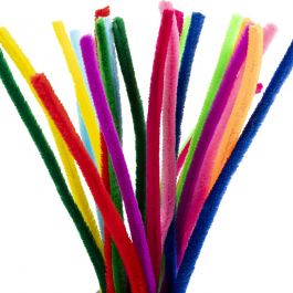 Chenille, L: 30 cm, dikte 9 mm, diverse kleuren, 25 div/ 1 doos [HOB-51637]