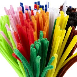 Chenille, L: 30 cm, dikte 6 mm, diverse kleuren, 200 div/ 1 doos [HOB-51642]