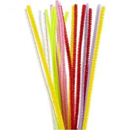 Chenille, L: 30 cm, dikte 6 mm, voorjaarskleuren, 24 div/ 1 doos [HOB-51649]