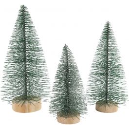 Kerstbomen, H: 10+13+14 cm, 3 stuk/ 1 doos [HOB-51669]