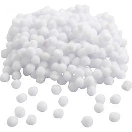 Pom-poms, d 10 mm, wit, 450stuk/ 1 doos [HOB-51854]