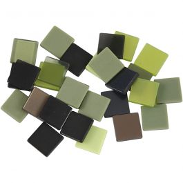 Mini mozaiek, afm 10x10 mm, dikte 2 mm, groen glitter, 25 gr/ 1 doos [HOB-51925]