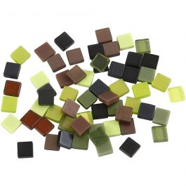 Mini mozaiek, afm 5x5 mm, dikte 2 mm, groen glitter, 25 gr/ 1 doos [HOB-51926]