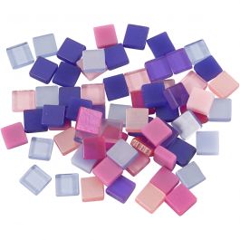 Mini mozaiek, afm 5x5 mm, dikte 2 mm, paars/donkerpaars, 25 gr/ 1 doos [HOB-51928]