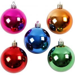 Kerstballen, d 6 cm, sterke kleuren, 20 stuk/ 1 doos [HOB-52165]