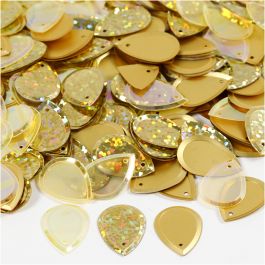Pailletten, druppel, afm 14x19 mm, goud, 50 gr/ 1 doos [HOB-522042]