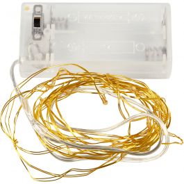 LED Slinger met lampjes, L: 3,15 M, goud, 1 stuk [HOB-52352]