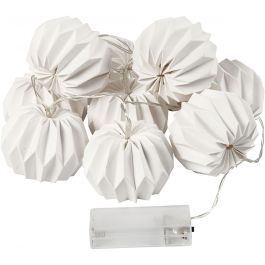 LED lichtslinger met lampenkapjes, rond, H: 55 mm, L: 100 cm, d 75 mm, wit, 1 stuk [HOB-52357]