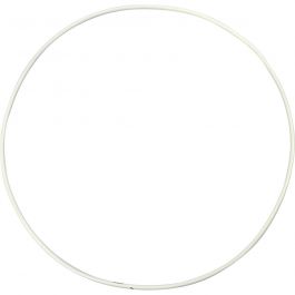 Metalen draadring, d 20 cm, dikte 3 mm, wit, 5 stuk/ 1 doos [HOB-52412]