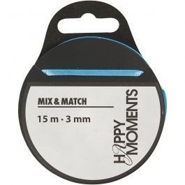 Satijnlint, B: 3 mm, lichtblauw, 15 m/ 1 rol [HOB-524508]