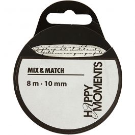 Satijnlint met print, B: 10 mm, off-white, 8 m/ 1 rol [HOB-524621]