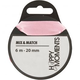 Satijnlint, B: 20 mm, lichtrood, 6 m/ 1 rol [HOB-524717]