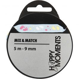 Decoratielint, B: 9 mm, lichtblauw, 5 m/ 1 rol [HOB-525011]