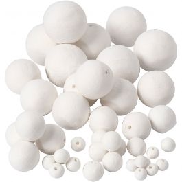 Ballen, d 12+15+20+30+40+50 mm, wit, 42 stuk/ 1 doos [HOB-54008]