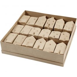 Huis, H: 9,5-12 cm, L: 5,5-6,5 cm, B: 3 cm, 4x9 stuk/ 1 doos [HOB-54911]