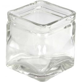 Vierkant glas, H: 5,5 cm, afm 5,5x5,5 cm, 12 stuk/ 1 doos [HOB-55812]