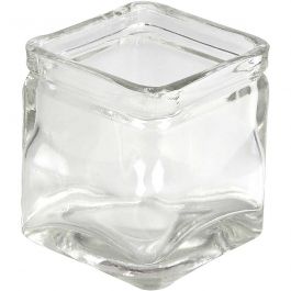 Vierkant glas, H: 8 cm, afm 7,5x7,5 cm, 12 stuk/ 1 doos [HOB-55814]