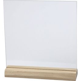 Glazen plaat met houten voet, afm 15,5x15,5 cm, dikte 28 mm, 10 set/ 1 doos [HOB-55847]