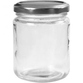 Glazen pot, H: 9,1 cm, d 6,8 cm, 240 ml, transparant, 12 stuk/ 1 doos [HOB-55909]