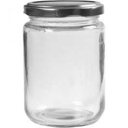 Glazen pot, H: 11 cm, d 7,5 cm, 370 ml, transparant, 6 stuk/ 1 doos [HOB-55911]