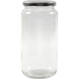 Glazen pot, transparant, H: 18,8 cm, d 8,8 cm, 1000 ml, 6 stuk/ 1 karton [HOB-55913]