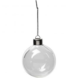 Glazen ornamenten, H: 6,9 cm, d 5,9 cm, transparant, 8 stuk/ 1 doos [HOB-55942]