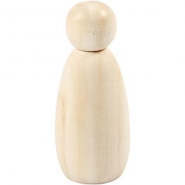Houten figuur, H: 8 cm, d 3,8 cm, 3 stuk/ 1 doos [HOB-55973]