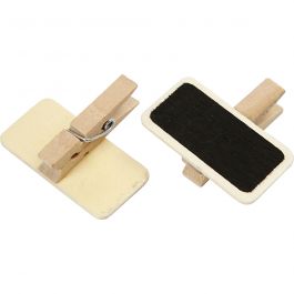 Schoolbord met wasknijpers, afm 4x2 cm, 12 stuk/ 1 doos [HOB-562160]