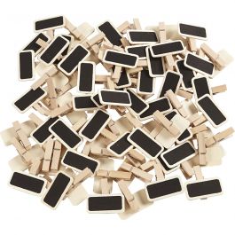 Schoolbord met wasknijpers, afm 4x2 cm, 100 stuk/ 1 doos [HOB-56216]