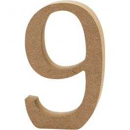 Cijfer, 9, H: 8 cm, dikte 1,5 cm, 1 stuk [HOB-56400]