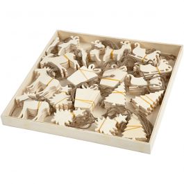 Ornamenten, afm 7-9 cm, dikte 4 mm, 90 stuk/ 1 doos [HOB-56404]
