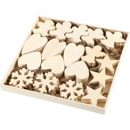 Ornamenten, afm 9-11 cm, dikte 4 mm, 90 stuk/ 1 doos [HOB-56405]