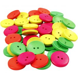 Houten knopen, d 25 mm, gatgrootte 2 mm, 80 stuk/ 1 doos [HOB-56691]