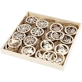 Kerstornamenten, d 8 cm, dikte 0,3 cm, 144 stuk/ 1 doos [HOB-56808]