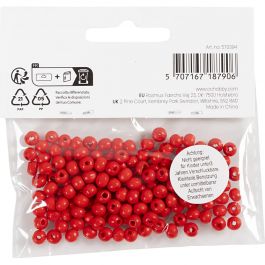 Houten Kralen, d 5 mm, gatgrootte 1,5 mm, ca. 150 stuk, rood, 6 gr/ 1 doos [HOB-570394]