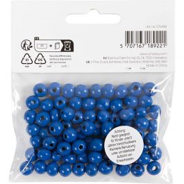 Houten Kralen, d 8 mm, gatgrootte 2 mm, ca. 80 stuk, blauw, 15 gr/ 1 doos [HOB-570498]