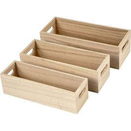 Opslag kratten, H: 6,5-7,5 cm, L: 22+23,5+25 cm, B: 6,5+7,5+8,5 cm, 3 stuk/ 1 set [HOB-57697]