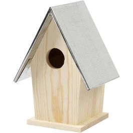 Vogelhuis met zinken dak, afm 13,5x11x19 cm, gatgrootte 32 mm, 1 stuk [HOB-577310]