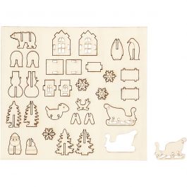 DIY Houten figuren, Kerst, L: 15,5 cm, B: 17 cm, dikte 3 mm, 1 doos [HOB-57882]
