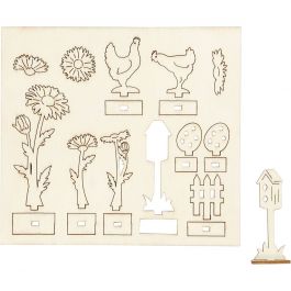 DIY Houten figuren, L: 15,5 cm, B: 17 cm, dikte 3 mm, 1 doos [HOB-57941]