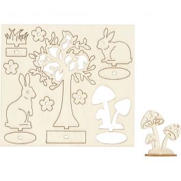DIY Houten figuren, L: 15,5 cm, B: 17 cm, dikte 3 mm, 1 doos [HOB-57942]
